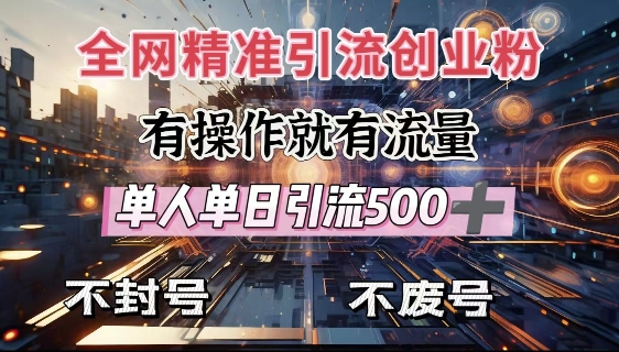 图片[1]-全网独家引流创业粉，有操作就有流量，单人单日引流500+，不封号、不费号-一鸣资源网