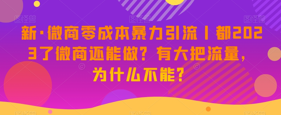 图片[1]-新版微商0成本暴力引流丨都2023了微商还能做？有大把流量，为什么不能？-阿灿说钱