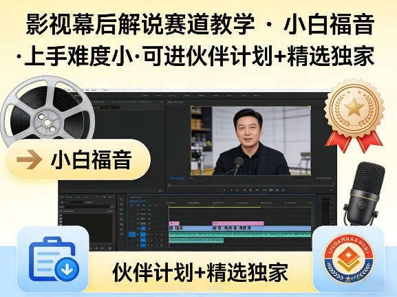 某大佬的影视幕后解说赛道教学，小白福音，上手难度小，可进伙伴计划+精选独家-一鸣资源网