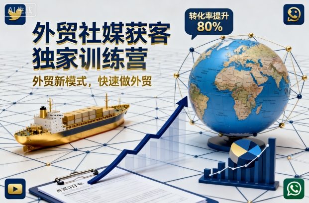 外贸社媒获客独家训练营，外贸新模式，快速做外贸(更新26年2月)-一鸣资源网