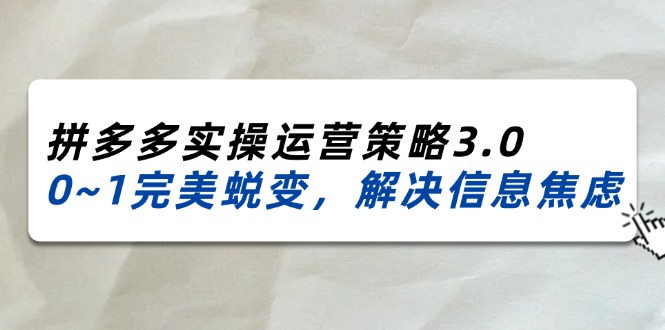 2024_2025拼多多实操运营策略3.0,0~1完美蜕变,解决信息焦虑(38节) 2024_2025拼多多实操运营策略3.0,0~1完美蜕变,解决信息焦虑(38节)