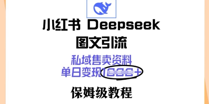 小红书Deepseek图文引流，私域售卖资料，单日变现多张，保姆级教程-一鸣资源网