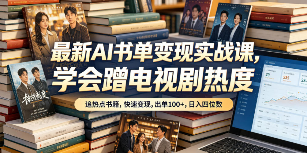 最新AI书单变现实战课，学会蹭电视剧热度，追热点书籍，快速变现，出单100+，日入四位数-一鸣资源网