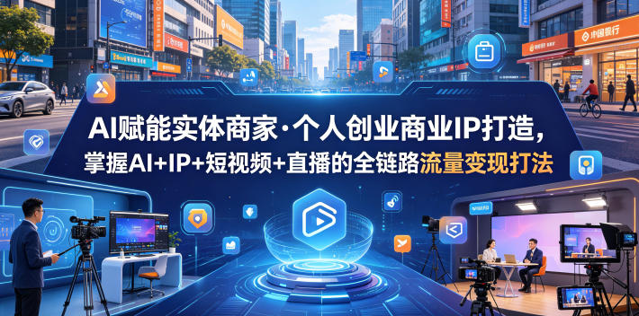 AI赋能实体商家·个人创业商业IP打造，掌握AI+IP+短视频+直播的全链路流量变现打法-一鸣资源网