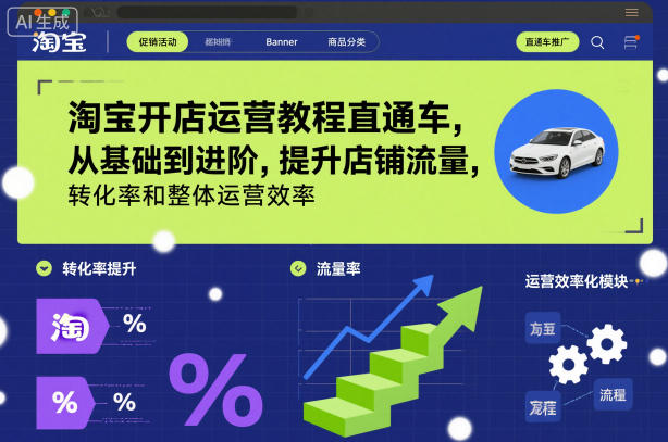 淘宝开店运营教程直通车，从基础到进阶，提升店铺流量，转化率和整体运营效率(更新26年4月20日)-一鸣资源网