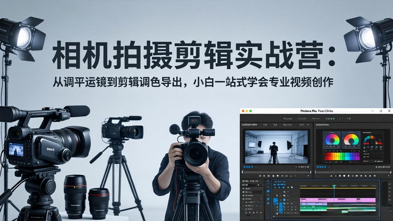 相机拍摄剪辑实战营：从调平运镜到剪辑调色导出，小白一站式学会专业视频创作-一鸣资源网