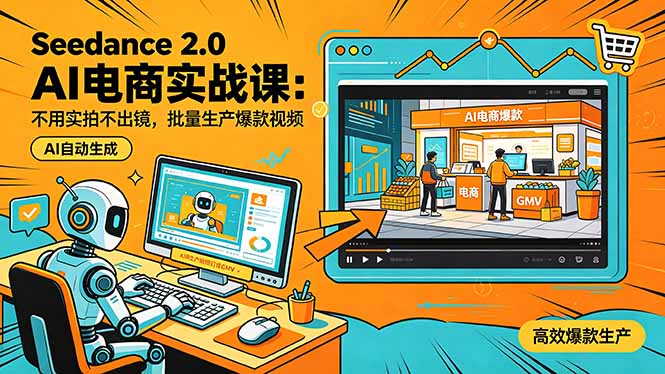 Seedance 2.0 AI电商实战课：不用实拍不出镜，批量生产爆款视频打爆GMV-一鸣资源网