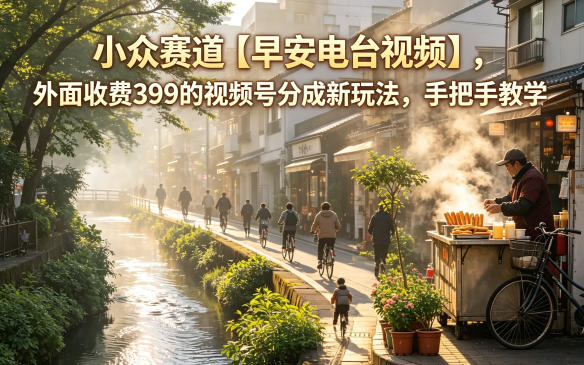 小众赛道【早安电台视频】，外面收费399的视频号分成新玩法，手把手教学-一鸣资源网