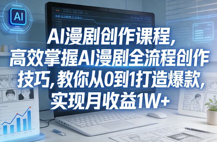 某社群AI漫剧创作课程，高效掌握AI漫剧全流程创作技巧，教你从0到1打造爆款，实现月收益1W+-一鸣资源网