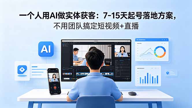 一个人用AI做实体获客：7-15天起号落地方案，不用团队搞定短视频+直播-一鸣资源网