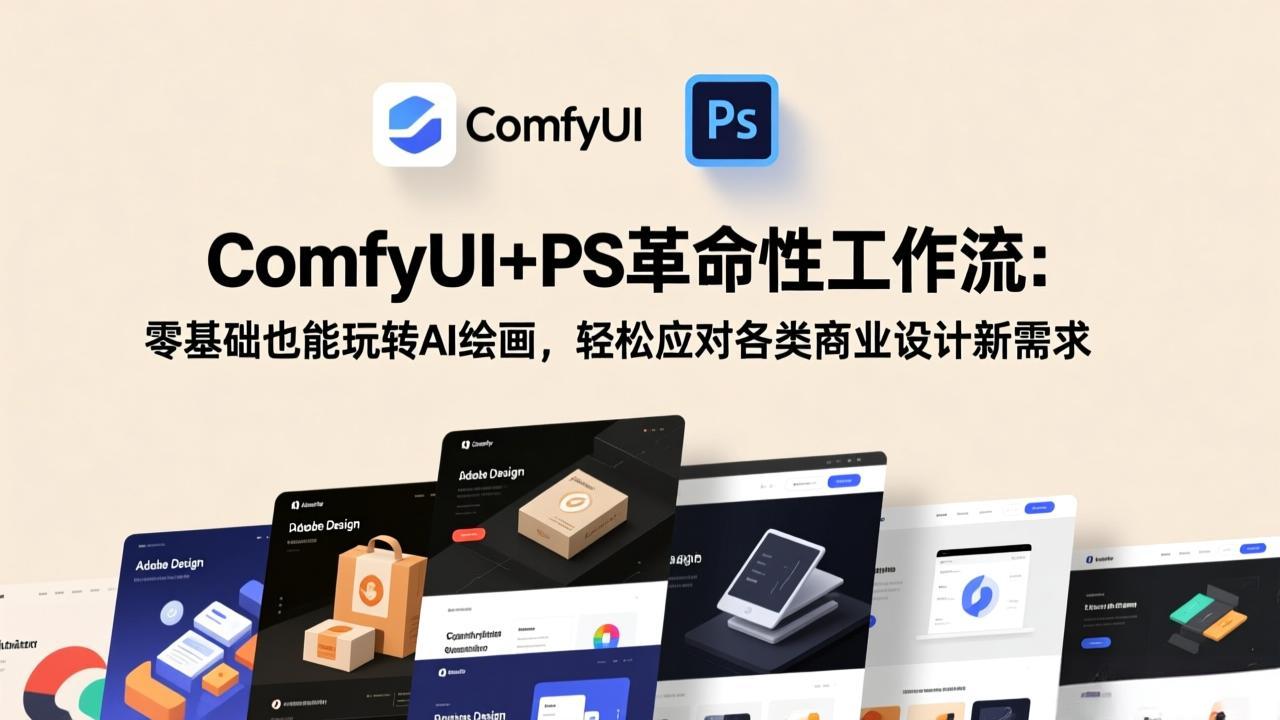 ComfyUI+PS革命性工作流：零基础也能玩转AI绘画，轻松应对各类商业设计新需求-一鸣资源网