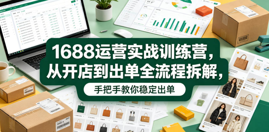 1688运营实战训练营，从开店到出单全流程拆解，手把手教你稳定出单(更新0620)-一鸣资源网