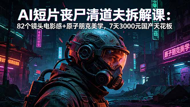 AI短片《丧尸清道夫》拆解课：82个镜头电影感+原子朋克美学，7天3000元国产天花板-一鸣资源网