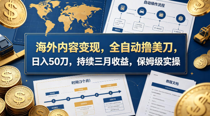 海外内容变现，全自动撸美刀，日入50刀，持续三月收益，保姆级实操【揭秘】-一鸣资源网