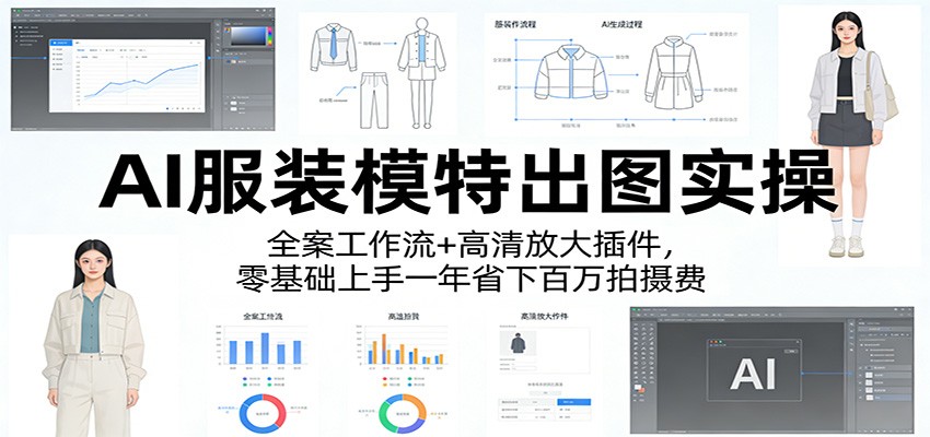 AI服装模特出图实操：全案工作流+ 高清放大插件，零基础上手一年省下百万拍摄费-一鸣资源网
