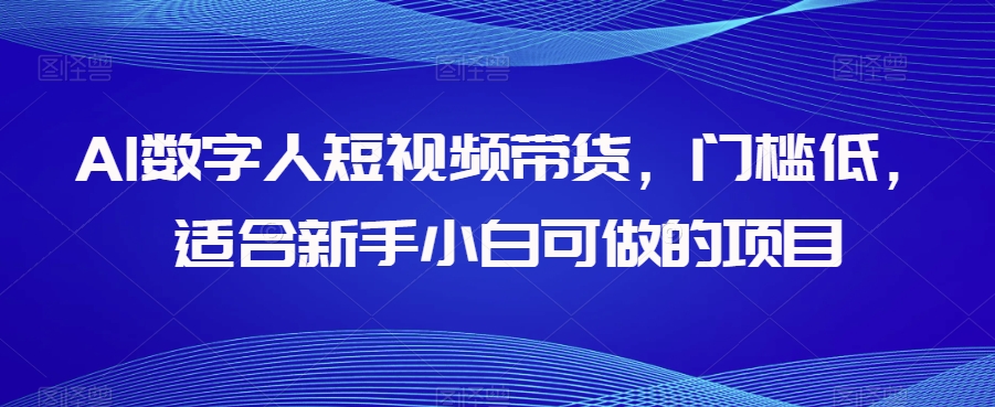 AI数字人短视频带货，门槛低，适合新手小白可做的项目-一鸣资源网