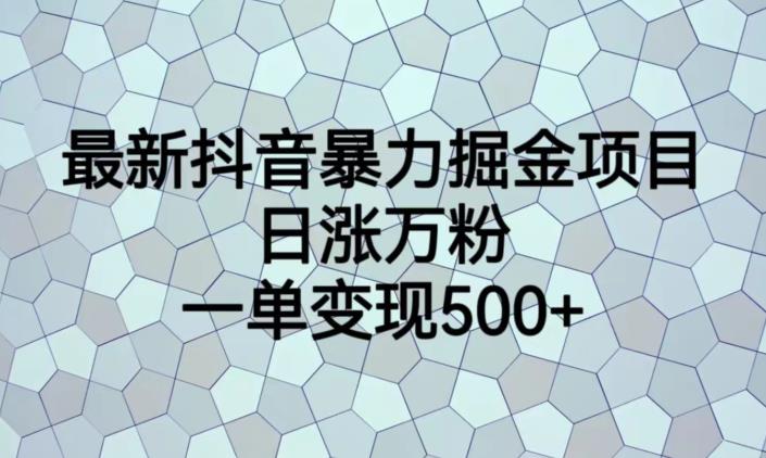 最新抖音暴力掘金项目,日涨万粉,一单变现500+【揭秘】