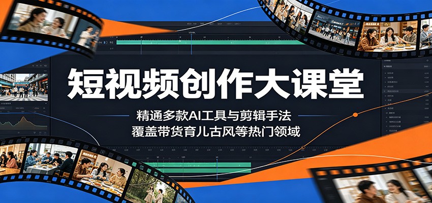 短视频创作大课堂：精通多款AI工具与剪辑手法，覆盖带货、育儿、古风等热门领域-一鸣资源网