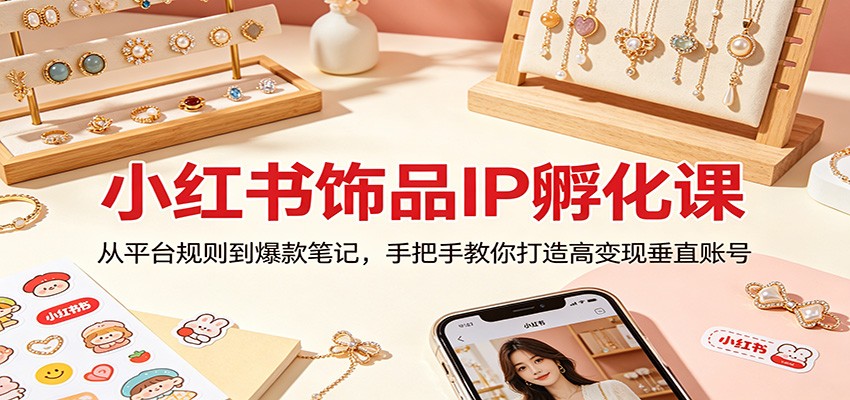 小红书饰品IP孵化课：从平台规则到爆款笔记，手把手教你打造高变现垂直账号-一鸣资源网