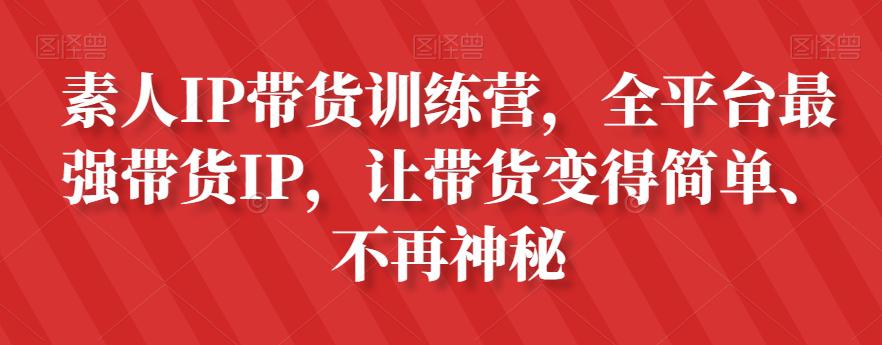 素人IP带货攻略:全平台最强带货IP,让带货变得简单、不再神秘-一鸣资源网