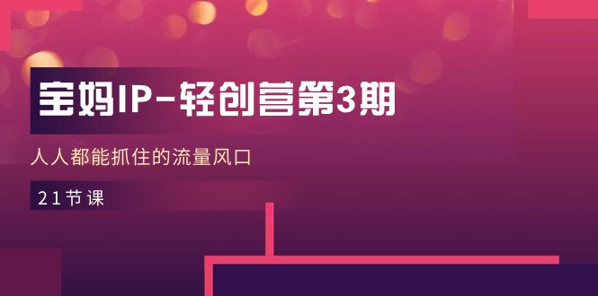 宝妈IP-轻创营第3期,人人都能抓住的流量风口(21节课) 宝妈IP-轻创营第3期,人人都能抓住的流量风口(21节课)