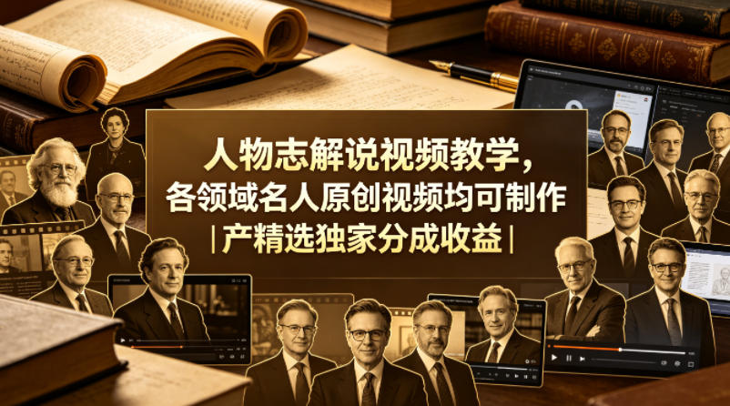 人物志解说视频教学，各领域名人原创视频均可制作丨精选独家分成收益(更新0430)-一鸣资源网