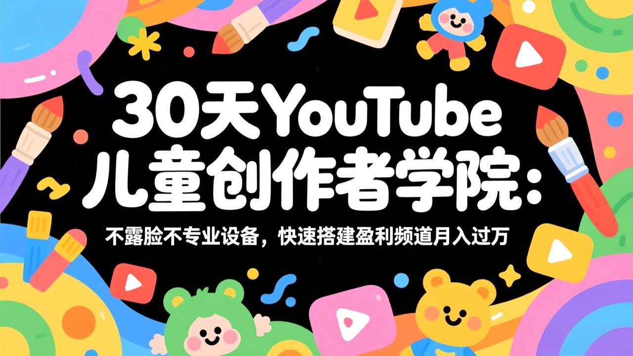 30天YouTube儿童创作者学院：不露脸不专业设备，快速搭建盈利频道月入过万-一鸣资源网