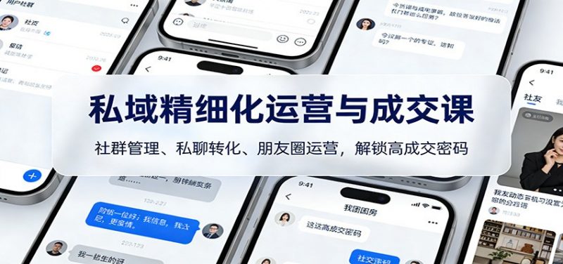 私域精细化运营与成交课：社群管理、私聊转化、朋友圈运营，解锁高成交密码-一鸣资源网