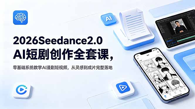 2026Seedance2.0AI短剧创作全套课，零基础系统教学AI漫剧短视频，从灵感到成片完整落地-一鸣资源网