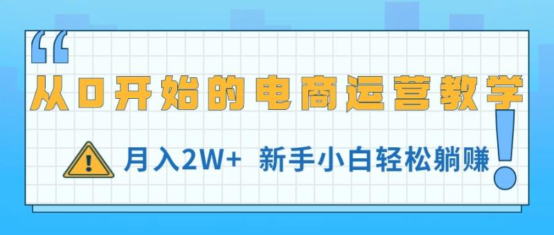 从0开始的电商运营教学,月入2W+,新手小白轻松躺赚 从0开始的电商运营教学,月入2W+,新手小白轻松躺赚