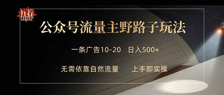 公众号流量主野路子玩法 单条广告10-20元 日入500+-一鸣资源网