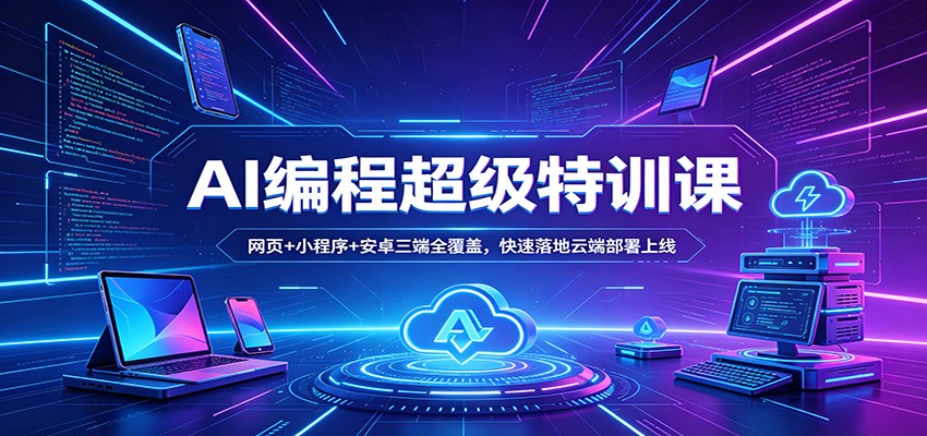 AI编程超级特训课：网页+小程序+安卓三端全覆盖，快速落地云端部署上线-一鸣资源网
