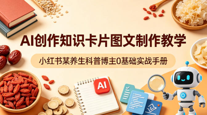 AI创作知识卡片图文制作教学，小红书某养生科普博主0基础实战手册-一鸣资源网