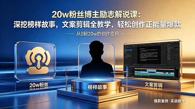 20w粉丝博主励志解说课：深挖榜样故事，文案剪辑全教学，轻松创作正能量爆款-一鸣资源网