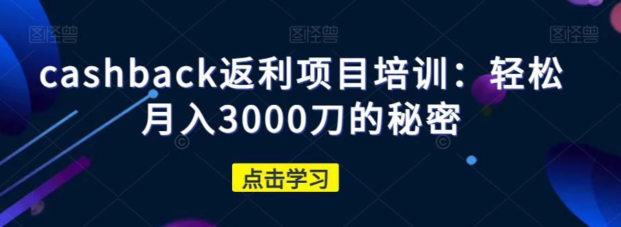 图片[1]-CASHBACK返利项目培训：轻松月入3000刀的秘密-阿灿说钱