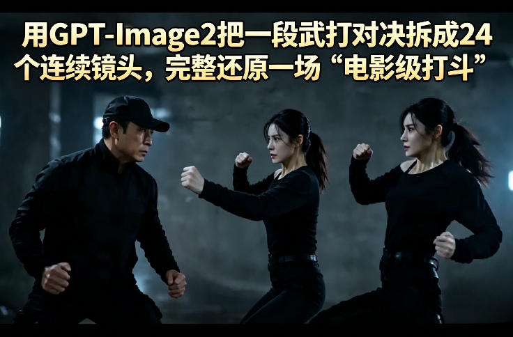 用GPT-Image2把一段武打对决拆成24个连续镜头，完整还原一场“电影级打斗”-一鸣资源网