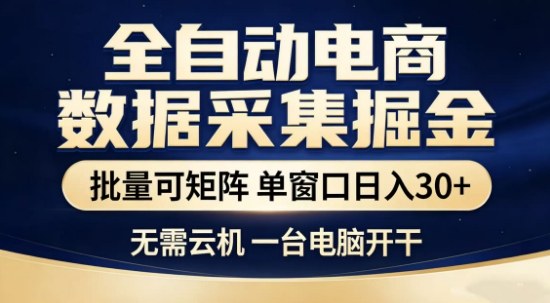 独家电商数据全自动采集项目，批量可矩阵，单窗口轻松日入3张+【揭秘】-一鸣资源网