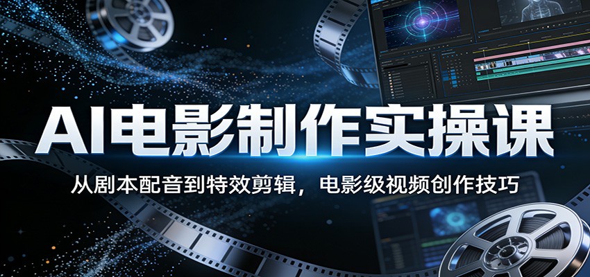 AI电影制作实操课：从剧本配音到特效剪辑，电影级视频创作技巧-一鸣资源网