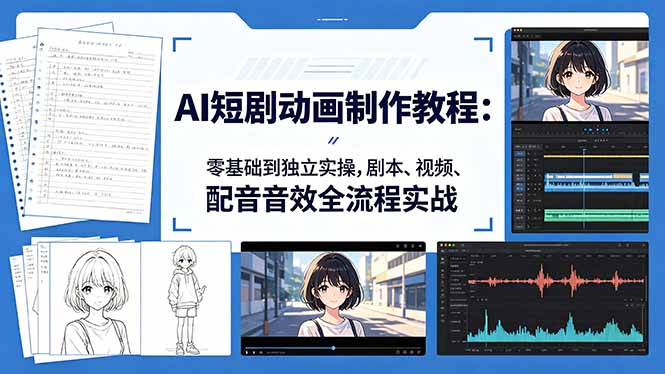 AI短剧动画制作教程：零基础到独立实操，剧本、视频、配音音效全流程实战-一鸣资源网
