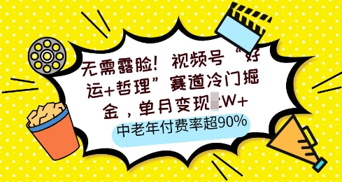 无需露脸,视频号“好运+哲理”赛道冷门掘金,单月变现2W+,中老年付费率超90%-一鸣资源网