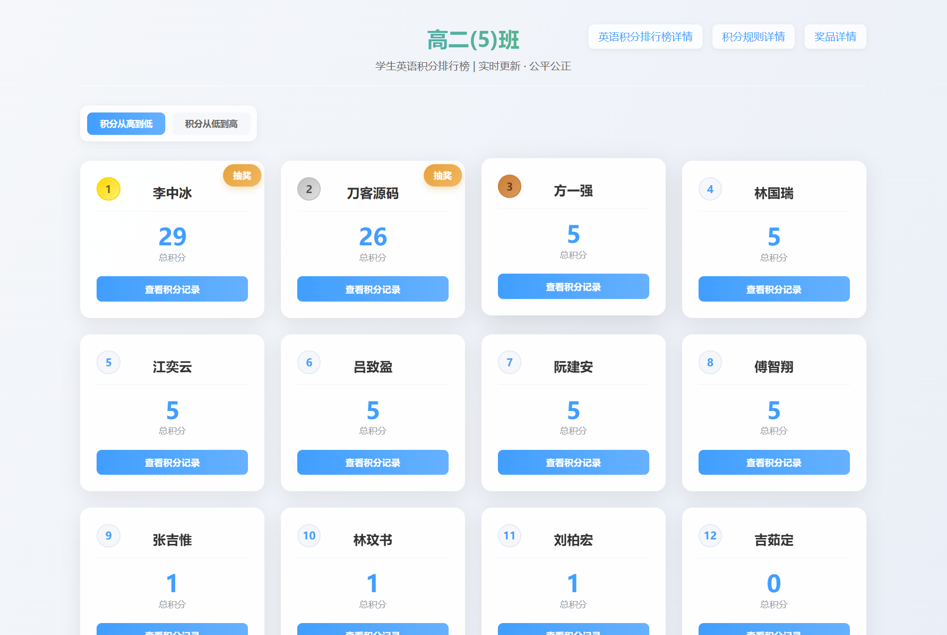 班级学生平时表现记录 积分抽奖系统源码 全开源-一鸣资源网
