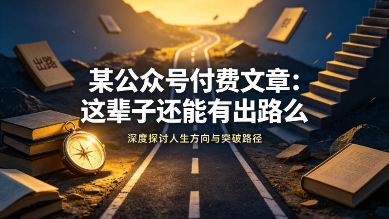 某公众号付费文章：这辈子还能有出路么-一鸣资源网