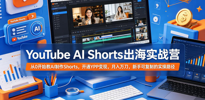 YouTube AI Shorts出海实战营，从0开始教AI制作Shorts，开通YPP变现，月入万刀，新手可复制的实操路径-一鸣资源网