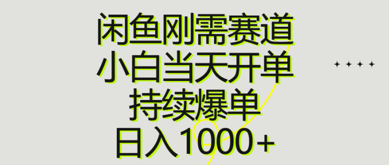 闲鱼刚需赛道，小白当天开单，持续爆单，日入1000+-一鸣资源网