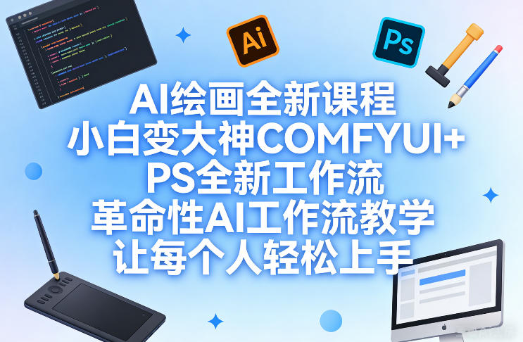 AI绘画全新课程，小白变大神COMFYUI+PS全新工作流，革命性AI工作流教学，让每个人轻松上手-一鸣资源网