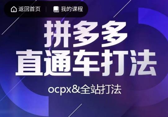互力·拼多多直通车打法，ocpx&全站打法-一鸣资源网