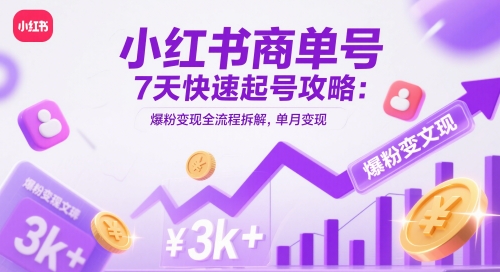 图片[1]-小红书商单号7天快速起号攻略：爆粉变现全流程拆解，单月变现3k+-一鸣资源网