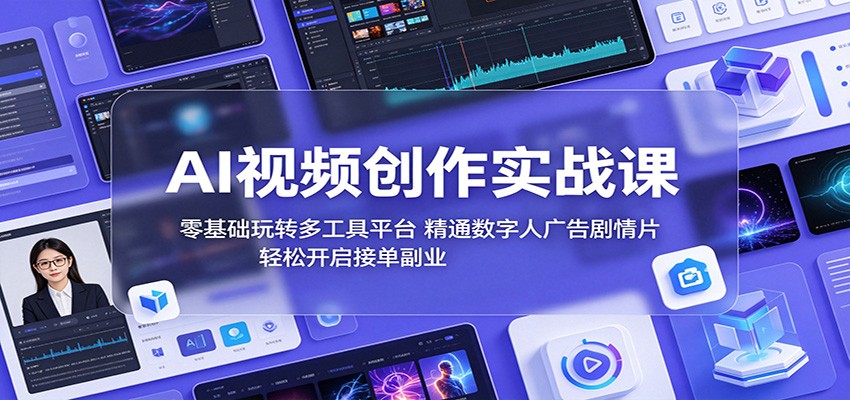 AI视频创作实战课：零基础玩转多工具平台，精通数字人广告、剧情片，轻松开启接单副业-一鸣资源网