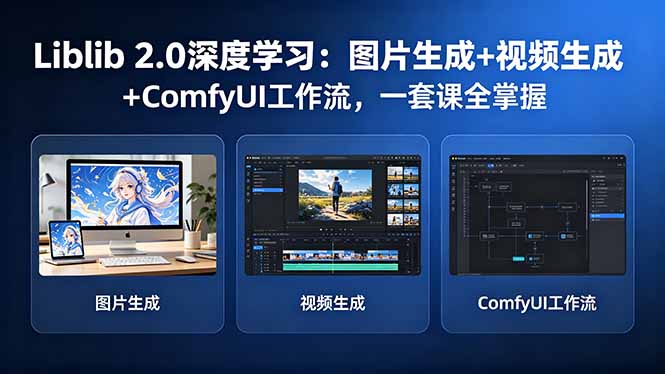 Liblib 2.0深度学习：图片生成+视频生成+ComfyUI工作流，一套课全掌握-一鸣资源网