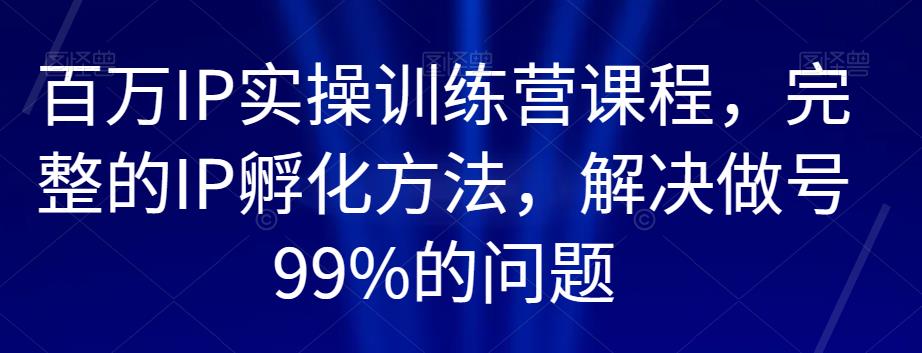 百万IP实操训练营课程,完整的IP孵化方法,解决做号99%的问题